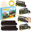 B1ykin School Bus Scratch Cards Gift - Back to School Magic Bus Scratch Paper Art Kit for Kids, DIY First Day of School Scratch Off Hanging Card Party Favors for Classroom Activity Art Project