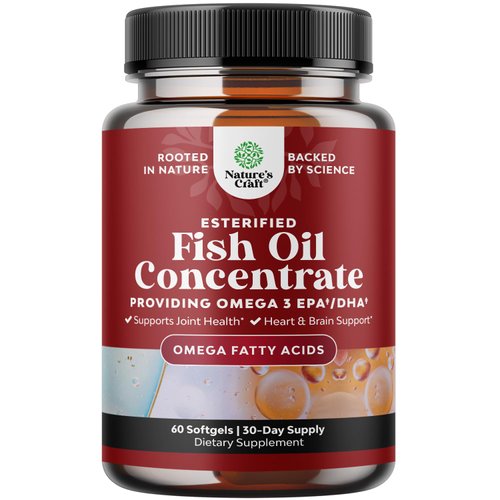 Omega 3 Fish Oil Supplement - EPA DHA Fish Oil Omega 3 Supplement with Immune Booster Brain Vitamins - Burpless Fish Oil 2000 mg per Serving for Mood Boost Liver Support and PMS Relief Support