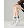 Irisbear White Womens Crew Socks Cute Cushioned Cotton Striped Socks Vintage Retro Running Hiking Socks