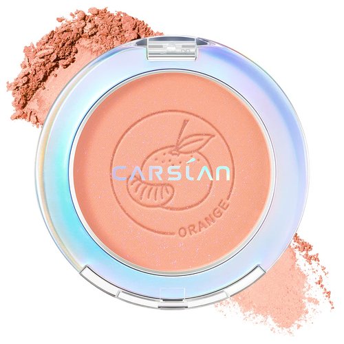 Carslan Face Blush, Powder Blush Makeup, Longlasting Highly Pigmented Face makeup, Smooth, Vegan & Cruelty Free, 1 Count, 02 ORANGE