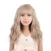 PATTNIUM Blonde Wig Kids Child Wig Short Wavy Wig with Bangs Flaxen Blonde Wig Synthetic Girls Wig Cosplay Halloween Party Costume Wig (Flaxen Blonde)