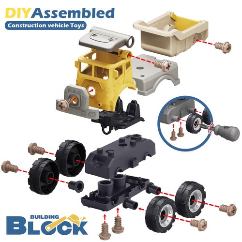 Aucogia Construction Toys for 3 4 5 6 7 Years Old Kids Boys Girls Toddlers, Excavator Toy STEM Educational Learning Toys Take Apart Beach Sand Sandbox Construction Truck Toys, Christmas Birthday Gifts