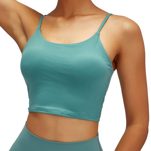 Lemedy Women Padded Sports Bra Fitness Workout Running Shirts Yoga Tank Top (L, Teal Green)