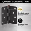 Door Hinges for Interior Doors 3-Pack 4-inch x 4-inch, Design House 1/4-inch Radius Steel Door Hinge Door Hardware, Matte Black, 188946
