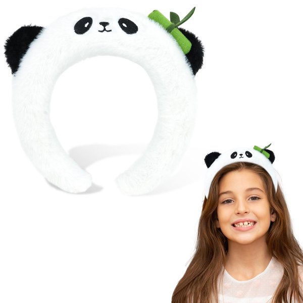 GAFATORY Panda Headbands for Girls Fluffy Animal Ears Headband Adult Cute Headbands for women Washing Face Panda Costume Accessories for Theme Party Halloween Christmas Cosplay