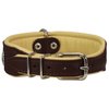 Real Leather Soft Leather Padded Dog Collar Bulldog (15"-17.5" Neck; 1.75" Wide, Brown/Beige)