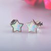 Hypoallergenic Star Girls Earrings, S925 Sterling Sliver Fire Opal Stud Earrings For Women ARSKRO Tiny Little Small Cute Earring Jewelry Gifts for Kids Sensitive Ears