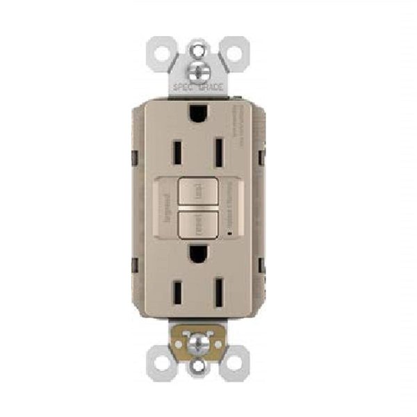 Legrand radiant 1597TRNICC4 15 Amp GFCI Self Test Tamper Resistant Decorator Duplex Outlet, Nickel (1 Count)