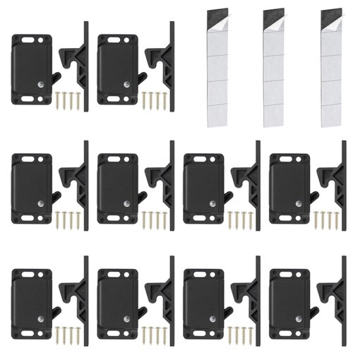 RV Drawer Latches and Catches, 10 Pack RV Cabinet Door Latches and Catches, 10 LBS Pull Force Latch for RV Camper Motor Home Trailor Office Cabinet Drawer, with Mounting Screws and Double-Sided Tape