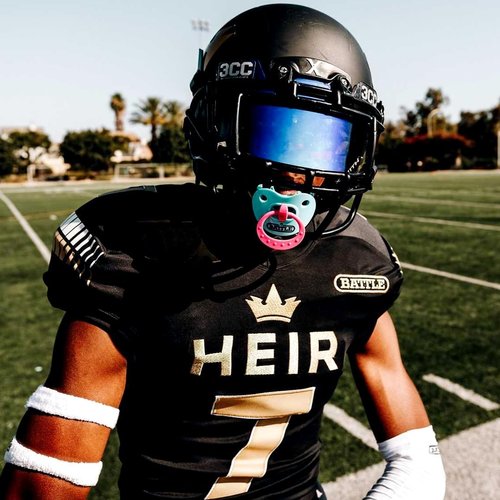 Battle Sports Binky Oxygen Football Mouthguard - Detachable Strap, Maximum Breathability, Works with Braces & No Boiling Required - Red/White