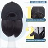 Hairro Hat Wig Hair Extension Baseball Hat with Hair Attached Short Bob Hairstyle Adjustable Synthetic Cap Hair Extensions For Women Chemo Wig 11" 170g #2A Natural Black