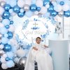 Cheereveal Baptism Party Decorations for Boys Blue, God Bless Party Decorations Blue and Silver Balloon Garland Kit with Backdrop Cross Foil Balloon for First Communion Confirmation Party Supplies