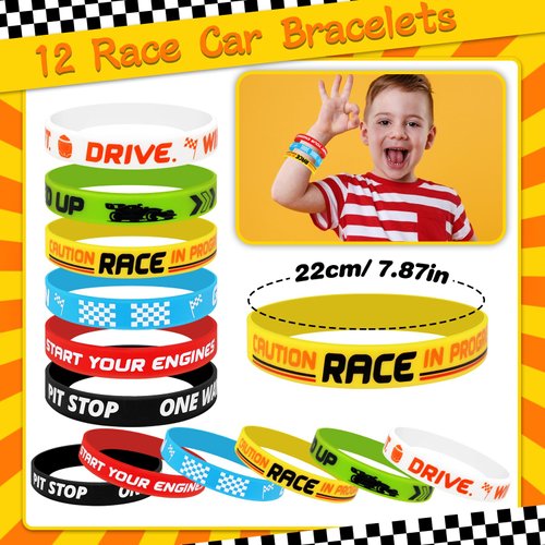 BOIKOKY 110 PCS Race Car Party Favors Birthday Supplies with Drinking Straws, Silicone Bracelets, Bubble Wands, Keychains, and Racing Car Pinata for Boys Goodie Bag Stuffers