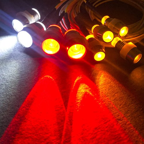 2Pack 8LED 8mm 2Red,8mm 2White & 5mm 4Yellow RC Car LED Light Headlights Taillight Lighting with JR Y Cable Compatible with Traxxas HSP Redcat RC4WD Axial HPI Kyosho Arrma 1/8 1/10 DIY RC Car Truck