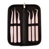 6-Piece Precision Tweezer Set for Eyelash Extensions with Storage Case (Light Pink)