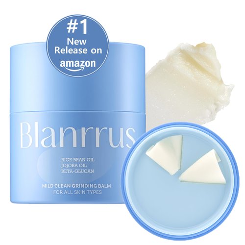BLANRRUS Grinding Cleansing Balm - Makeup Remover with Rice Bran Oil - Oil Cleanser for Face - Irritation-Free Soft Sorbet Texture - Moisturizing Korean Skin Care Face Cleanser 1.69 fl. oz. / 50ml