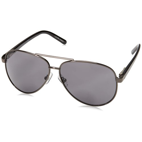 Foster Grant Men's Command Aviator Reading Glasses, Gunmetal/Transparent, 61 mm, +1.00