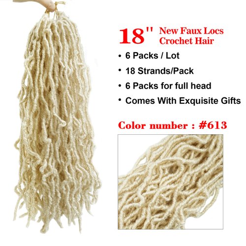 18 Inch New Faux Locs Crochet Hair 6 Packs Crochet Locs Pre-looped Soft Locs Braiding Synthetic Hair Extensions 21Strands/Pack #613