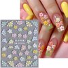 5D Embossed Flower Nail Stickers for Nail Art Supplies 5D Acrylic Carved Flower Nail Decals Cute Petals Nail Art Stickers Floral Nail Sticker Nails Stickers Colorful Flower Stickers for Nails Design