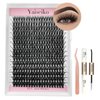 Lash Extension Kit with 300 Pcs 50D Eyelash Clusters, Bond and Seal and Lash Applicator Tool D Curl 8-16mm Mix DIY Individual Lashes for Beginners Self Application DIY at Home, by Yaiseiko