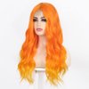 Nnzes Long Wavy Wigs for Women Synthetic Middle Part Hair Replacement Wigs 22 Inch Heat Resistant Fiber for Daily Use (Orange)