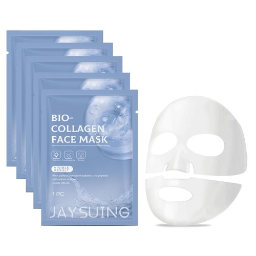 Jaysuing Bio Collagen Face Mask, Moisturizing Facial Mask Bio-Collagen Real Deep Collagen Face Mask for Hydrating Face（4pcs）