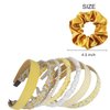 YudeWater 7 Pieces Headbands for Womenand 1Pcs Satin Silk Hair Scrunchies Soft,Fashion Headbands Pearl Hairband Non-slip Bands Hair Accessories for Women Girls, Different Pattern (Yellow)