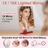 COSMIRROR Lighted Makeup Vanity Mirror with 10X Magnifying Mirror, 21 LED Lighted Mirror with Touch Sensor Dimming, 180°Adjustable Rotation, Dual Power Supply, Portable Cosmetic Mirror (Rose Gold)…