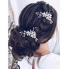 Barode Bridal Wedding Hair Pins Silver Sparkly Rhinestones Flower Hairpin Pearl Bride Hair Accessories for Women and Girlss(Pack of 2) (Silver)
