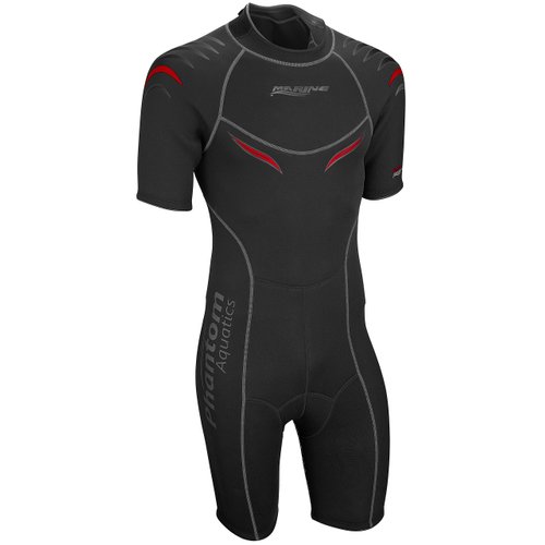 Phantom Aquatics Marine Men's Shorty Wetsuit, Black Red - Medium