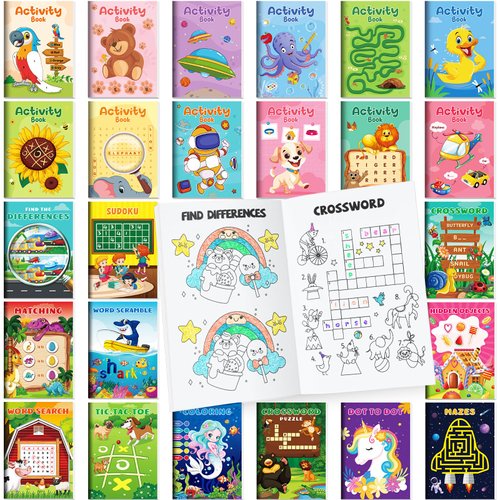 BenLouis 72 Mini Activity Books for Kids Games Puzzle Books Include Mazes Word Search Dot to Dot and More Busy Books for ages 4-8 8-12 Birthday Party Favors Goodie Bags Classroom Travel Activity