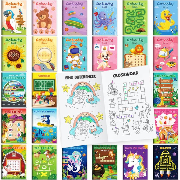 BenLouis 72 Mini Activity Books for Kids Games Puzzle Books Include Mazes Word Search Dot to Dot and More Busy Books for ages 4-8 8-12 Birthday Party Favors Goodie Bags Classroom Travel Activity