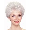 Dai Cloud White Short Wigs Womens Curly Wig with Bangs Old Women Pixie Cut Hair Wig for Cosplay Daily Use