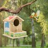 Thick&Thin Bird House Kits for Adult, Wooden DIY Birdhouse Kit, Outdoor Woodworking Crafts Freestyle Painting, Arts and Crafts Projects with Paints & Brushes, Gift Christmas