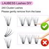 Cluster Lashes 240pcs 20D DIY Eyelash Extension D Curl Long Individual Lashes Mixed Tray Faux Mink Lash Clusters Extensions 0.07 0.10 Black (20D-0.07D-9-16mm)