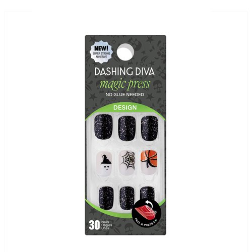 Dashing Diva Magic Press Nails - Ghost Town | Short, Square Press On Nails | Long Lasting Stick On Gel Nails | Lasts Up to 7 Days | Contains 30 Stick On Nails, 1 Prep Pad, 1 File…