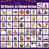Leesgel 50 Styles Glitter Halloween Birthday Party Supplies, Halloween Cute Tattoos Stickers For Kid Prizes, Safety Waterproof Fake Temporary Tattoo for Boys Girls Halloween Party Games Toys