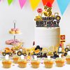 25pcs Construction 3rd Birthday Party Supplies, Dump Truck Excavator Crane Cupcake Toppers Decoration, Construction Theme Happy Birthday Cupcake Toppers Baby Shower Kids Boy Decorations (3rd)