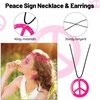 Hippie Costume Set Includes Peace Sign Necklace & Earring, Flower Crown Headband and Sunglasses 60s 70s Party Accessories (Sweet Girl)