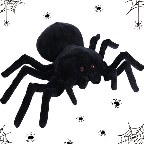 HyDren Christmas Giant Stuffed Spider Toy Huge Realistic Black Spider Stuffed Animal Plush Pillow Christmas Funny Prank Toys(31.5 x 19.7 Inch)