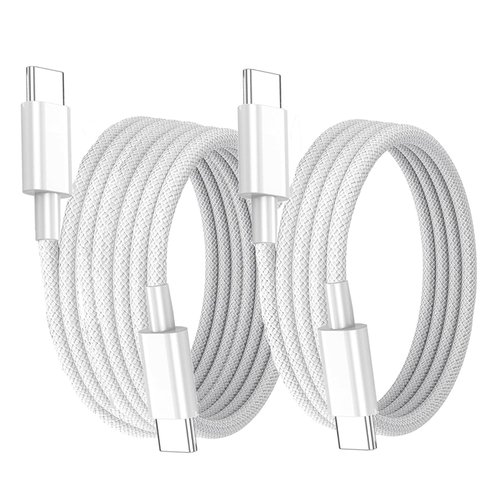 OEGYU 3/6FT Fast Charger Cable for iPhone 15/16/16 Pro Max/Plus Cable, USB C to USB C iPhone 15/16 Charging Cord, iPad Pro 13 12.9 11 inch Type C Adapter Power Cord (USB 2.0, 1Pack, Woven, White)