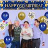 60th Birthday Decorations for Men Women Navy Blue and Gold 60th Birthday Yard Banner and 18 PCS 60th Birthday Balloons Birthday Party Supplies for Anniversary Birthday Party Indoor Outdoor Yard Decor