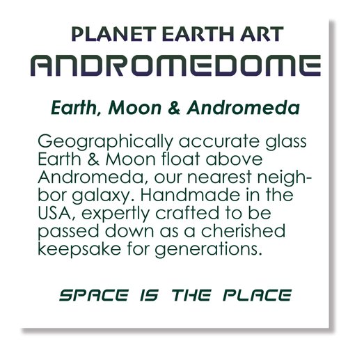 Shasta Visions Art Glass Paperweight-Planet Earth, Moon, Andromeda Galaxy-3 Inch Andromedome