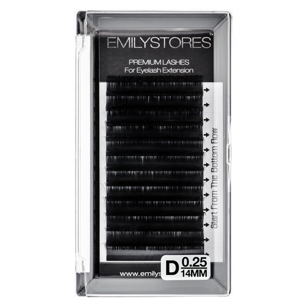 EMILYSTORES Eyelash Extensions 0.25mm Thickness D Curl Natural-Looking Individual Volume Eyelashes For Lash Extensions (14MM)