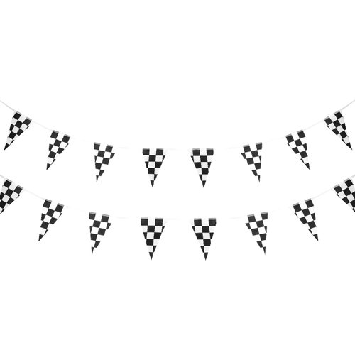 Tyqour 2Pcs Black and White Checkered Flag Banner, Double Sided Racing Flags, Pennant Banner Flags, Car Themed Birthday Party Decorations for Racing Party Decorations Baby Shower Party Supplies