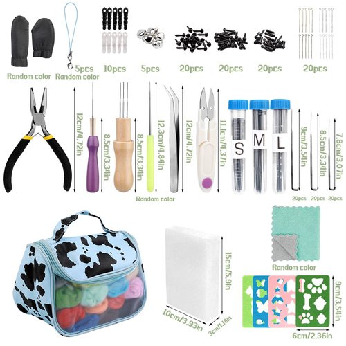228 Pcs Needle Felting Kit Wool Felting Tools for Beginner 50 Colors Wool Roving Starter Felting Kit with Felting Needles Foam Mat Needle Felting Supplies Storage Bag for DIY Craft Making