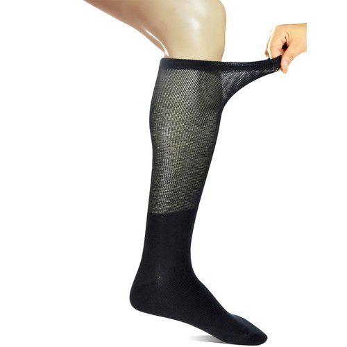 Yomandamor 4 Pairs Mens Over the Calf Compression/Diabetic Dress Socks with Seamless Toe Size 13-15