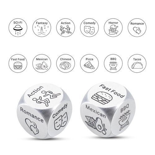 2Pcs Valentines Day Gifts Iron 6 Anniversary Iron Gifts 6 Year Iron Boyfriend Girlfriend Funny Gag Gifts Food Dice Anniversary Birthday Gifts for Him Her Men Couple Date Night Gifts