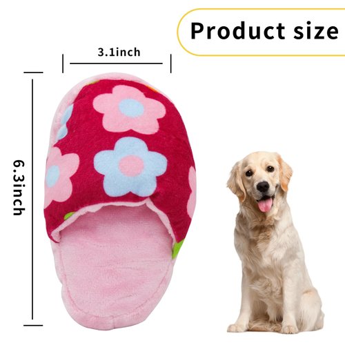 WishLotus Dog Squeak Toys, Soft Plush Dog Chew Toys Cute Slipper Shape Colorful Pet Plush Toy Pet Interactive Toys for Small Medium Dogs to Clean Teeth and Kill Time (Blue)