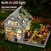 Flower House Building Mini Set with LED, City Street View Greenhouse Building Blocks Toy, Halloween Xmas Gift for Friends or Girls 8-12 Year